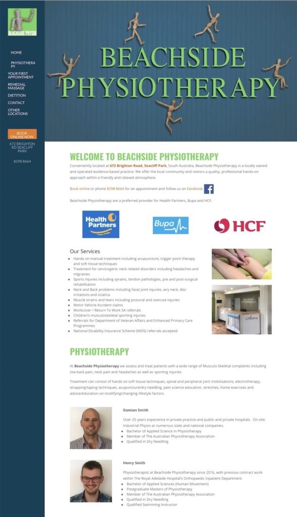 Beachside Physio one page website