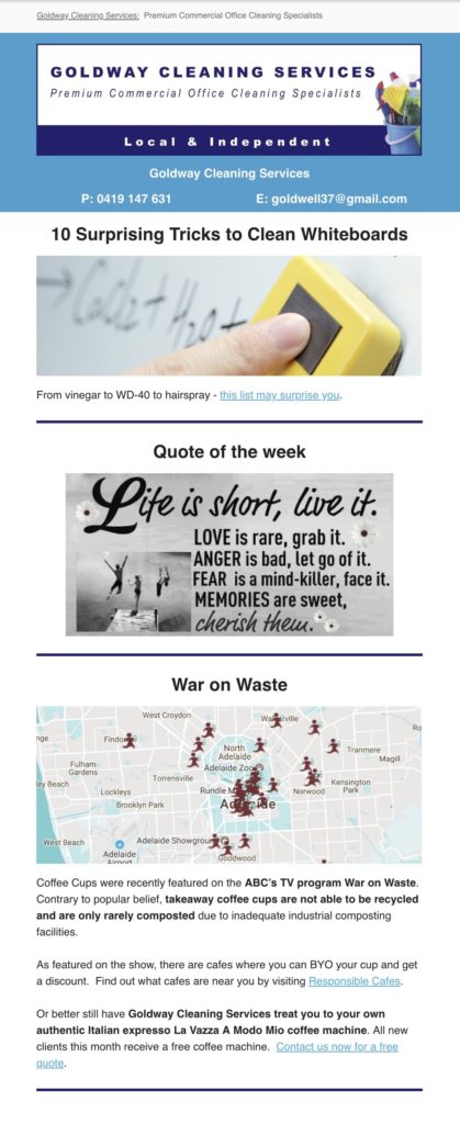 Goldway Cleaning Mailchimp