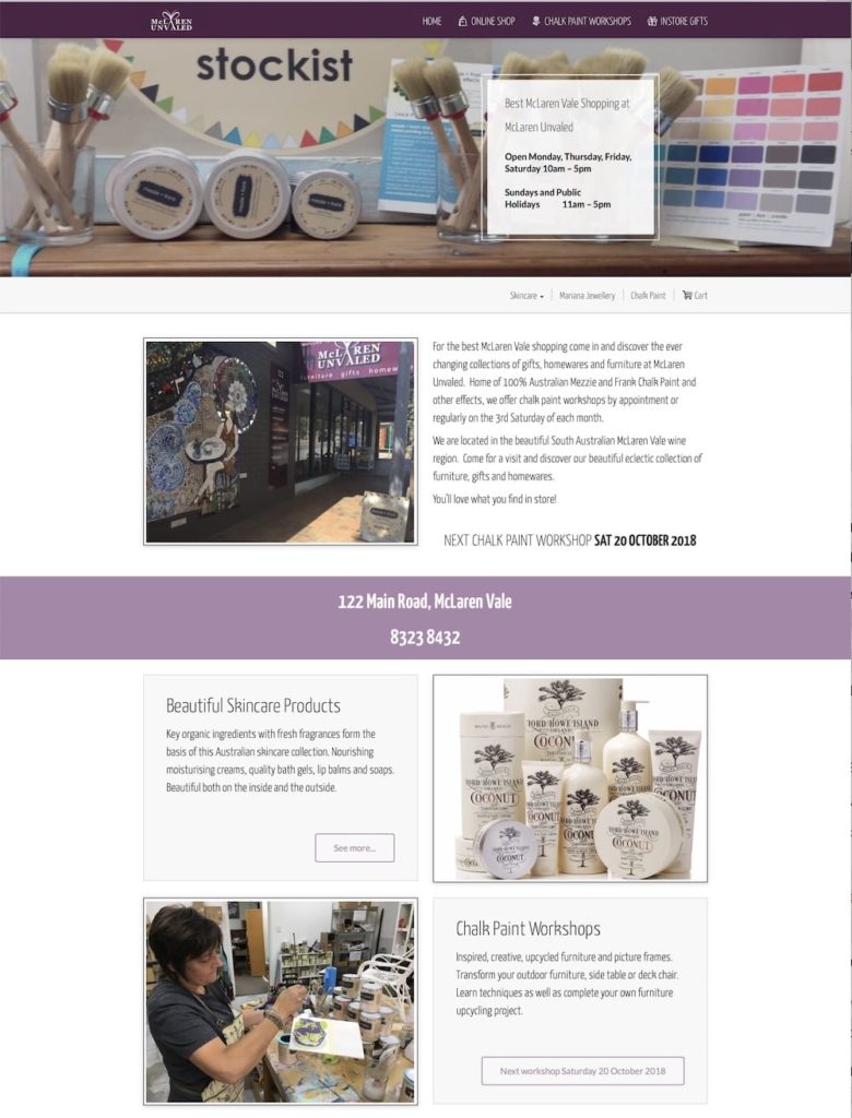 McLaren Unvaled Gifts and Furniture website design