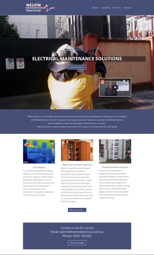 Nelvin Electrical website Adelaide