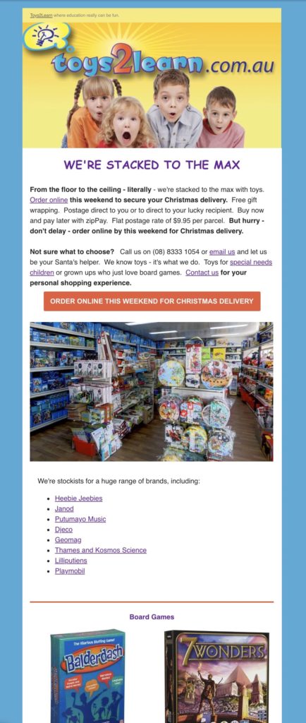 ToysToLearn Mailchimp