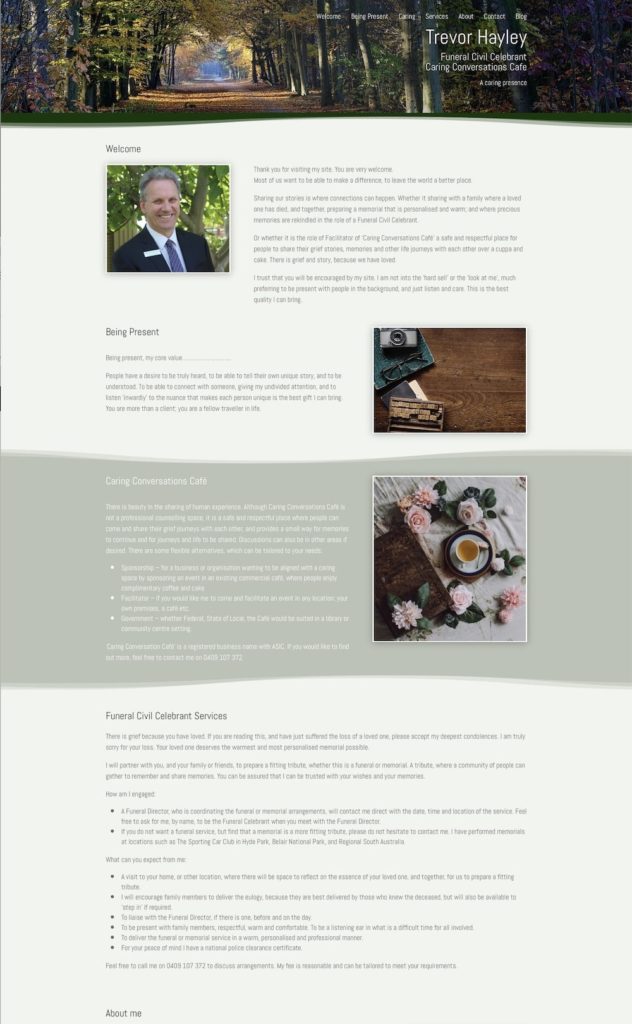 Trevor Hayley Funeral Celebrant website