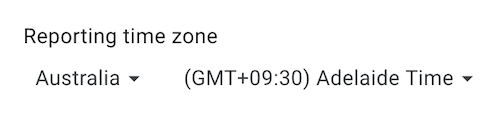 Google Analytics Property Settings timezone